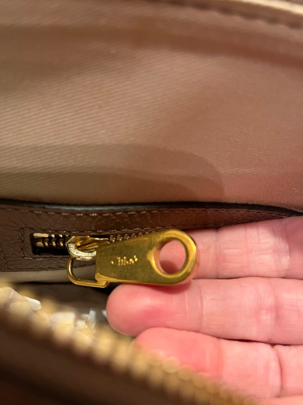 Medium Chloe Marcie Leather Satchel in desert taupe - Picture 15 of 16